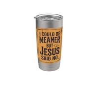 Je pourrais être plus méchant mais Jésus a dit que ce n'était pas drôle, Christian Retro 4 Gobelet isotherme en acier inoxydable double paroi