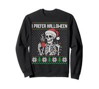 Je préfère Halloween, Noël, Pull Laid, Bonnet de père Noël Squelette Sweatshirt