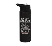 Je préfère juste ne pas avoir affaire à des gens drôles et antisociaux Stainless Steel Insulated Water Bottle