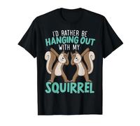 Je préfère traîner avec Mon Amoureux des Animaux écureuils T-Shirt Graphique avec Valeur, Homme, Noir, L