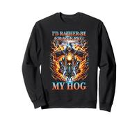 Je préfèrerais être en Train de Lancer Mon Cochon, Une Moto, Un Squelette de Motard Sweatshirt