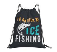 Je Préférerais Pêcher Sur La Glace. Femme Homme Sac À Dos À Cordon Pliable Gym Sack Grand Sac À Cordon Pour Gymnastique Yoga Plage
