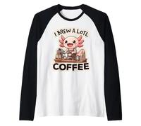 Je prépare Un Petit café, Un Axolotl Amusant, Un Barista Mignon. Manche Raglan