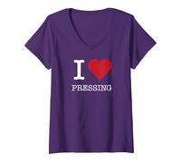 Je Presse Le cœur, J'adore Presser T-Shirt avec Col en V, Femme, Violet, XXL