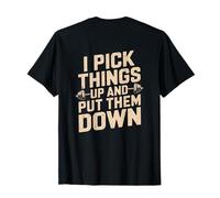 Je ramasse des objets et je les pose sur un fond de salle de sport amusant T-Shirt