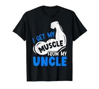 Je reçois Mes Muscles de Mon Oncle Fier Oncle Best Oncle Ever T-Shirt Graphique avec Valeur, Homme, Noir, S
