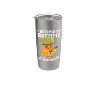 Je refuse de devenir une pépite ! Poulet kawaii armé hilarant Gobelet isotherme en acier inoxydable double paroi