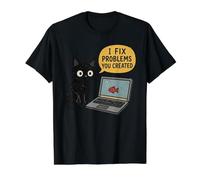 Je résous Les problèmes Que Vous Avez créés | Funny Cat Tech IT T-Shirt Graphique avec Valeur, Homme, Noir, M