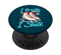 Je respire Donc Je Fais du Patinage Artistique Amusant PopSockets PopGrip Adhésif
