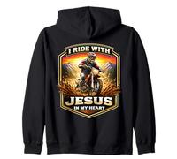 Je Roule avec Jésus dans Mon cœur Dirt Bike Rider Motocross MX Sweat à Capuche