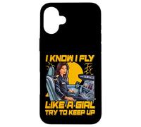 Je sais que je vole comme une fille, essaie de suivre le rythme des femmes Coque pour iPhone 16 Plus