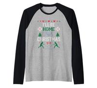 Je serai à la maison pour Noël Baseball Manche Raglan
