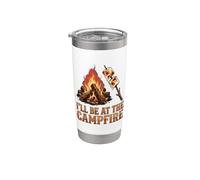 Je serai au feu de camp, dans l'arrière-cour, à faire du camping avec Funny Men Gobelet isotherme en acier inoxydable double paroi