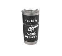 JE SERAI DANS MON BUREAU Helicopters Funny Helicopter Pilot Meme Gobelet isotherme en acier inoxydable double paroi