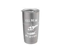 JE SERAI DANS MON BUREAU Helicopters Funny Helicopter Pilot Meme Gobelet isotherme en acier inoxydable double paroi