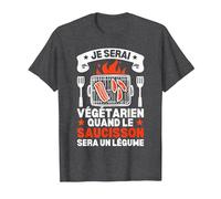 Je Serai Végétarien Quand Le Saucisson Sera Un Légume T-Shirt, Homme, Chiné Foncé, 4XL