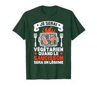 Je Serai Végétarien Quand Le Saucisson Sera Un Légume T-Shirt, Homme, Vert Forêt, XXL