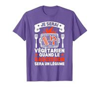 Je Serai Végétarien Quand Le Saucisson Sera Un Légume T-Shirt, Homme, Violet Chiné, XXL
