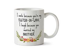 Je Souris Parce Que Tu Es Ma Belle-Sœur. Je Ris Parce Que Tu As Épousé Mon Frère. Tasse Pratiques Tasses Avec Poignée Tasse À Café Pour Famille Chocolat Chaud Thé 330Ml