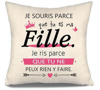 Je Souris Parce Que tu ES ma Maman Je RIS Parce Que tu ne Peux Rien y Faire Drôle de Housse de Coussin pour Fille Cadeau d'anniversaire Cadeau de Noël Cadeau Drôle (Fille-b)