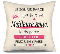 Je souris parce que tu es ma Meilleure Amie Je ris parce que tu ne peux rien y faire Cadeau d'anniversaire Cadeau de Noël Cadeau amusant Meilleure Amie Couvre-coussin pour femmes Cadeau amusant