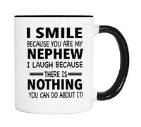 Je Souris Parce Que Tu Es Mon Neveu. Je Ris Parce Que... Tasse À Café Jolis Tasses À Thé Humour Mug Pour Espresso Cuisine Bureau 330Ml