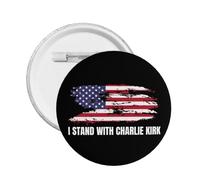 Je soutiens Charlie Kirk Pin's Vêtements Chapeau Chemise Pin's Rond Taille