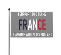 Je soutiens deux équipes de France et tous ceux qui jouent en Angleterre toutes les saisons. Bannière de jardin pour cour, jardin, décoration extérieure, drapeaux imprimés double face.