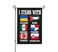 Je soutiens le Canada, le Groenland, le Mexique, le Panama, Gaza et l'Ukraine. Drapeau de jardin 12 x 18 pouces (30 x 45 cm), sans mât.