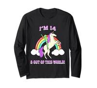 Je suis 14 Ans & Out of This World Alien Unicorn Party Manche Longue
