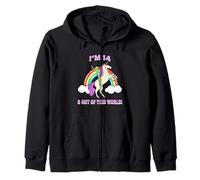 Je suis 14 Ans & Out of This World Alien Unicorn Party Sweat à Capuche