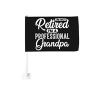 Je suis à la retraite, je suis un grand-père professionnel, cadeau amusant, drapeau de voiture 12x18, décoration de fenêtre de voiture, drapeaux de fenêtre de voiture imperméables, clip de fenêtre dou