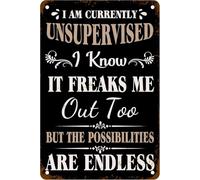 Je suis actuellement sans surveillance. Je sais que ça m'inquiète aussi, mais… Plaque en métal vintage pour la maison, le bureau, le garage, le bar, le pub, le café ou la boutique. Décoration murale