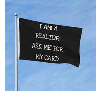 Je suis agent immobilier, demandez-moi ma carte ! Drapeau de bienvenue double face 90 x 150 cm, décoration murale pour chambre d'étudiant, style étudiant.