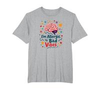 Je suis Allergique aux Mauvaises Vibrations Art de la positivité cérébrale T-Shirt, Homme Grandes Tailles, Gris Chiné, 2X Tall