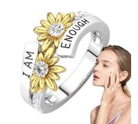 Je suis assez d'anneau | Bague inspirante en alliage de | Cadeau de bague de soleil réglable ouverte | Bijoux de déclaration pour femmes | Parfait pour les anniversaires, la Saint-Valentin