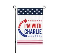 Je suis avec Charlie Kirk petit drapeau Nous sommes tous Charlie 12x18 bannière de jardin drapeaux de pelouse double face sans flaglope