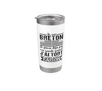 Je Suis Breton Humour Bretagne Cadeau Drapeau Breton Gobelet isotherme en acier inoxydable double paroi
