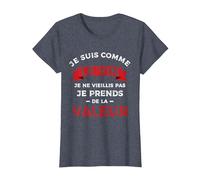 Je suis comme Le Vin, Je Ne vieillis Pas T-Shirt, Femme, Bleu Chiné, XS