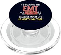 Je suis devenue ambulancière Parce Que Votre Vie Vaut Mon Temps. EMS Pride PopSockets PopGrip pour MagSafe
