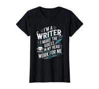 Je suis écrivain, Je Fais en sorte Que Les Voix de ma tête travaillent pour Moi T-Shirt Graphique avec Valeur, Femme, Noir, XL