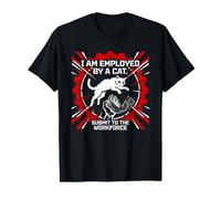 Je suis employé par Un Chat Soumis au marché du Travail Jeu de Mots Amusant T-Shirt