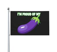 Je suis fier de mon drapeau aubergine pour la chambre, décoration murale originale double face pour la maison, le jardin et la terrasse (90 x 150 cm), tapisserie « Je suis fier de mon aubergine » pour