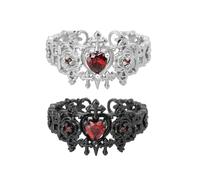 Je suis forte comme tout - Bague ouverte avec épée et rose noire, bague gothique avec rose et amour-propre, bijou vintage ajustable avec épée ouverte pour femmes (2pcs B)