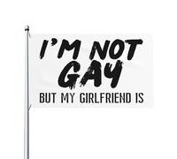 Je suis gay, mais ma copine l'est aussi. Drapeau LGBTQ+ 90 x 150 cm (3 x 5 pieds) pour décoration extérieure, intérieure, jardin ou pelouse.