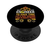Je suis ingénieur Supposez Que J'Ai Toujours Raison Ingénieur Sarcastique PopSockets PopGrip Adhésif