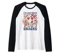 Je suis Juste là pour Les Snacks, Amusant, Amateur de Baseball, Art Vintage Manche Raglan