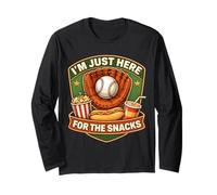Je suis Juste là pour Les Snacks : Baseball Match Day Fan Funny Manche Longue