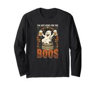 Je suis Juste là pour The Boos Ghost Beer Halloween Retro Manche Longue