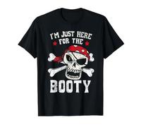 Je suis Juste là pour The Booty Pirate Lover Caribbean Buccaneer T-Shirt Graphique avec Valeur, Homme, Noir, XL